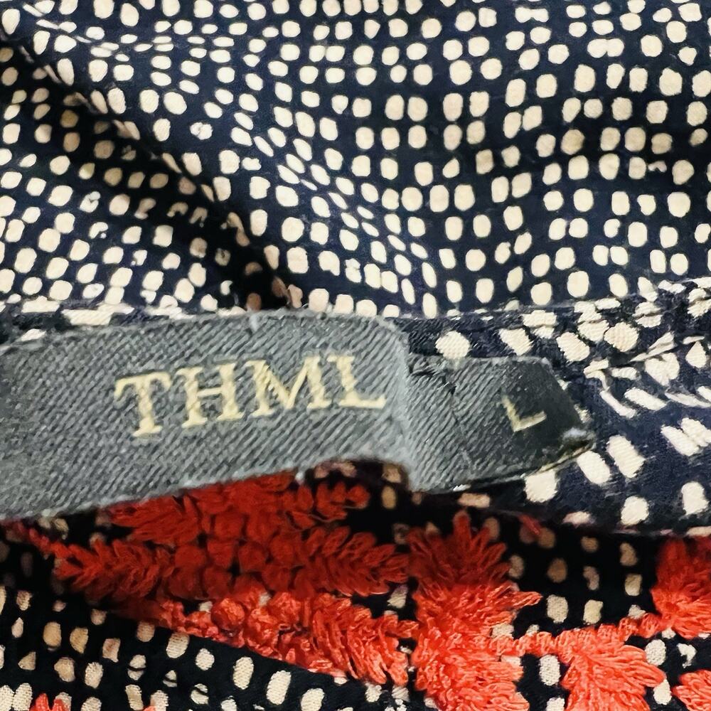 THML Boho Red Embroidery on Blue and Beige Patterned Flowy Tank Size L (A0132) - Picture 6 of 7